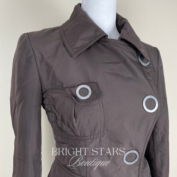Rare Brown Jacket ASO Lorelai Gilmore Girls Moto Snap Button Casual Fall - Picture 12 of 12